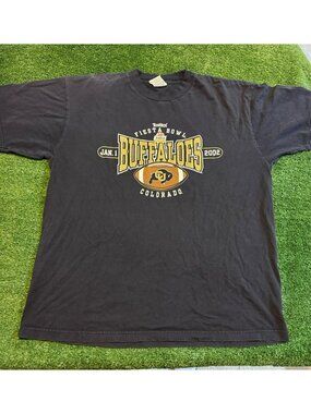 Vintage Colorado Buffaloes shirt mens XL black gold football fiesta bowl Y2K